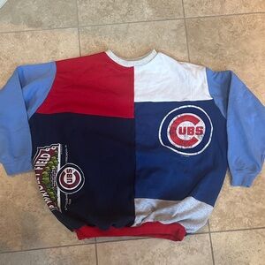 Colorblock Chicago Cubs Baseball Sweatshirt upcycled L XL Custom